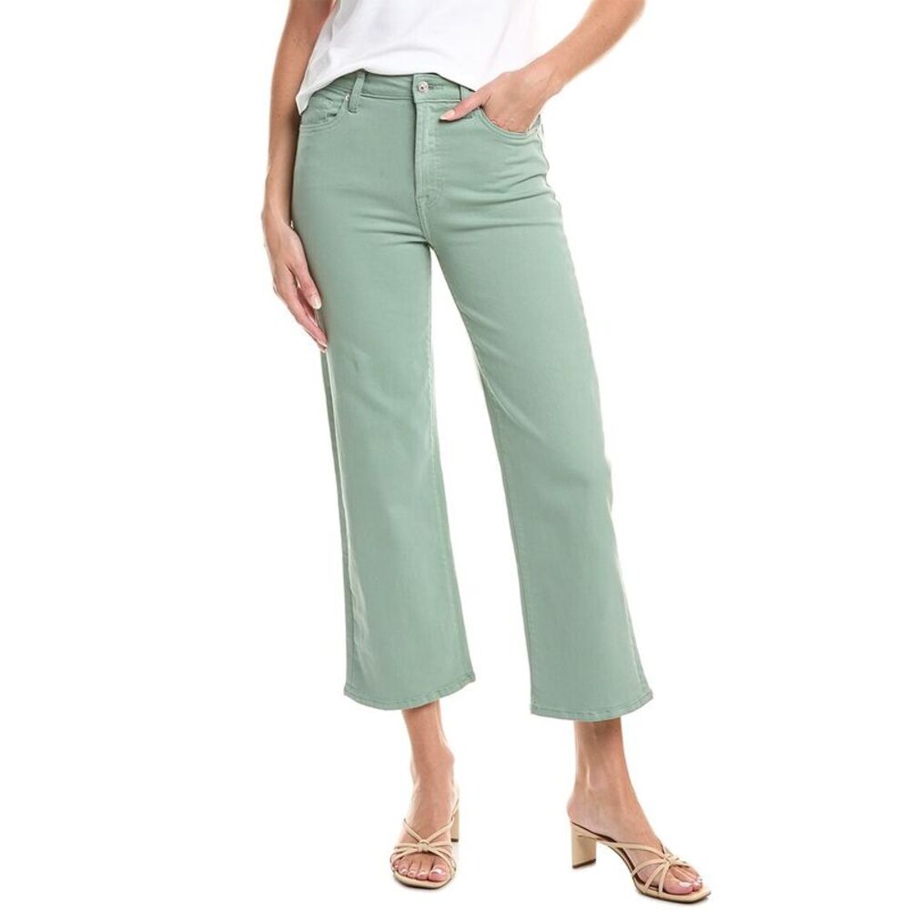 7 For All Mankind Sage Green Cropped Bootcut Jeans